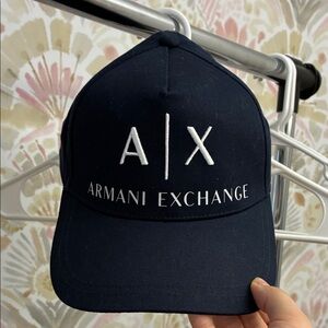 Armani Exchange Navy Baseball Cap with White A|X Logo